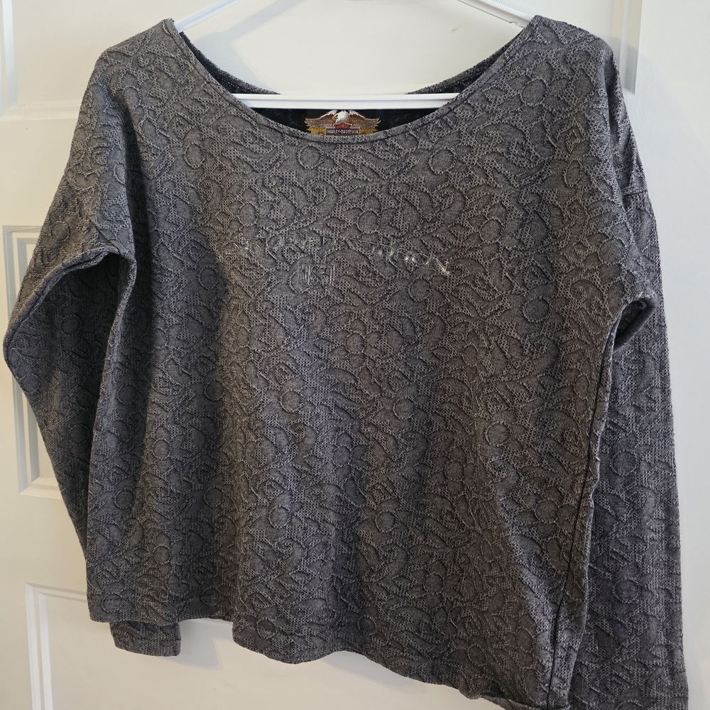 Harley-Davidson Women's Gray Textured Sweatshirt